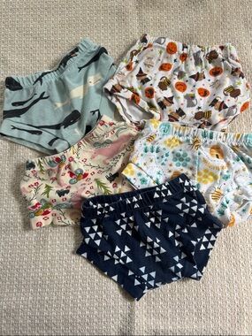 Five pairs of 12-18M Bummie Shorts/Diaper Covers